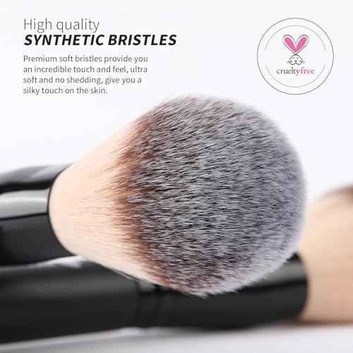 DUcare Powder Brush Foundation Brushes Double Ended Blush Setting Brush for Rounded Taperd Liquid, Cream, Powder,Blending, Buffing