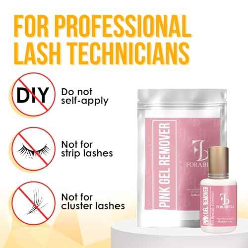 Forabeli Pink Gel Lash Remover for Eyelash Extensions, 15ml, Safe and Gentle Formula, Easy to Apply, Versatile and Efficient