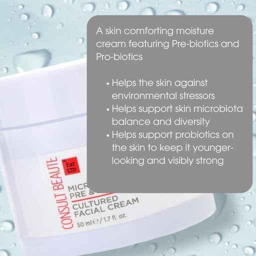 Consult Beaute MICROBIOME Pre & Probiotic Cultured Facial Moisture Cream - Nourish & Balance Skin - Lactobacillius - 1.7 oz