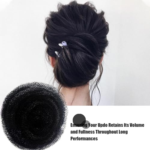 Black Hair Sponge for Updo with 20 Hairpins - 4x36 Inch Padding & Volume Tool (Variation: Black 1 Roll)
