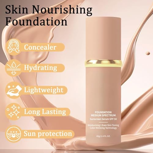 SPF 50 Liquid Foundation with Sunscreen - Lightweight Longwear