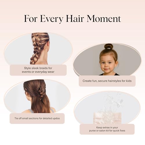 Kitsch Clear No-Snag Elastic Hair Ties - 500 Pack Gentle Rubber Bands