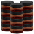 8 oz Amber Plastic Cosmetic Jars Leak Proof Container with Black Lid for Cream, Lotion, Powder, ointment, Beauty Products etc, 12 Pcs.