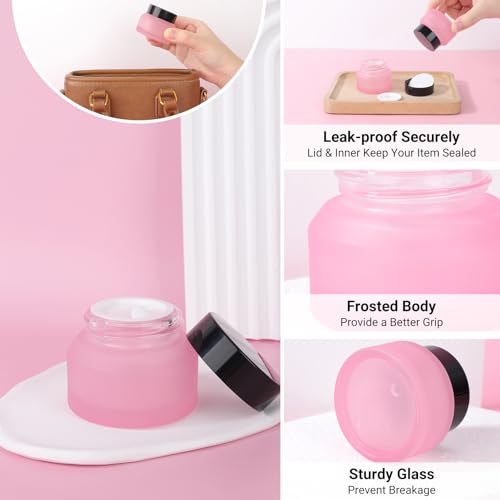 Segbeauty 1oz Frosted Glass Jar with Lid - Refillable Travel Containers (4pcs)