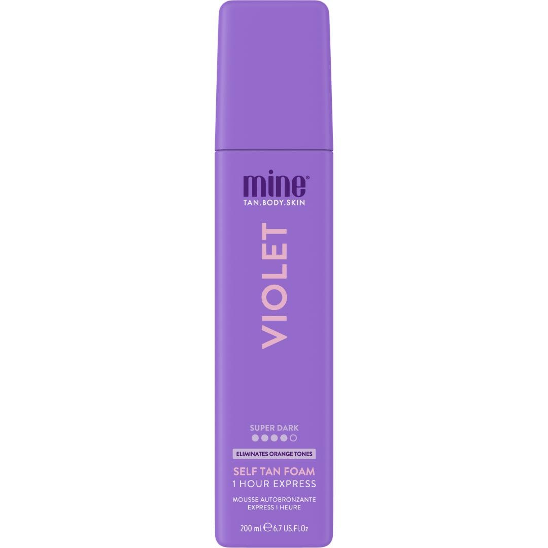 Minetan Violet Self Tanning Foam | Color Base Tan Collection - Rich Dark Brown Bronze Glow, 1 Hour Instant Express, Face & Body Fake Sunless Tanner Mousse, For All Skintones, 6.7 Fl Oz