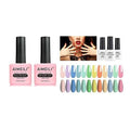 AIMEILI Summer Color Bright Pink Pastel Gel Nail Polish Color, Builder Base and No Wipe Top Coat Set