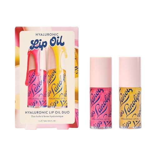 Lanolips Hydrating Lip Oil Duo - Honey & Raspberry Plumping Gloss
