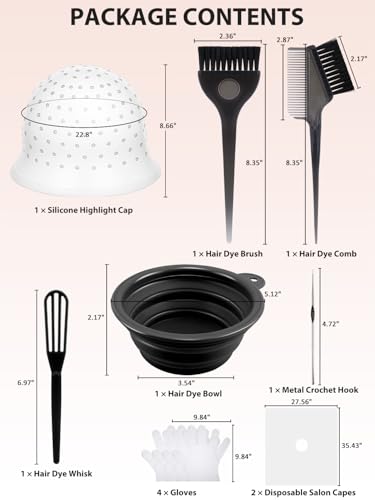 Hair Highlight Kit 12-Piece with Silicone Cap & Tools