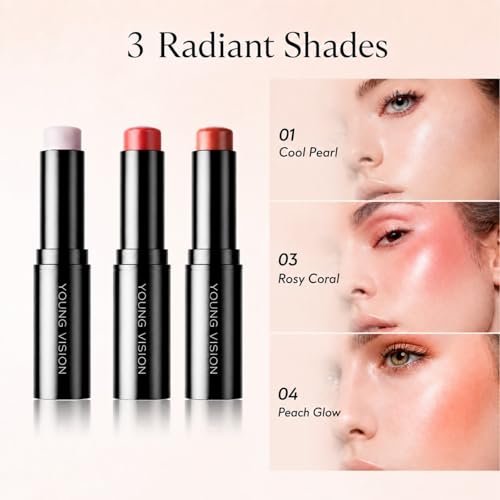 YOUNG VISION Multi-Use Cream Blush Makeup Stick, Hydrating Dewy Lip