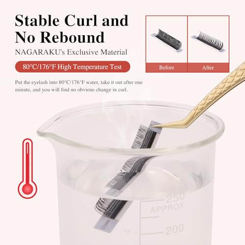 NAGARAKU U Eyelash Extensions Supplies 2D UU Lash Large Capacity 54 Rows Easy Fan Russian Volume Crisscross Eyelashes Handwoven U Shaped Mesh Wispy Clusters Eye Lashes Black - 0.07C Curl 7-15 Mix