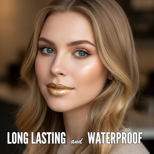 Mynena Gold Metallic Liquid Lipstick | Long Lasting Shimmer Lip Makeup Color | Waterproof No Smudge No Transfer Non Sticky | Lightweight Hydrating Daily Wear 3D Shine Lipstick for Women | Sona