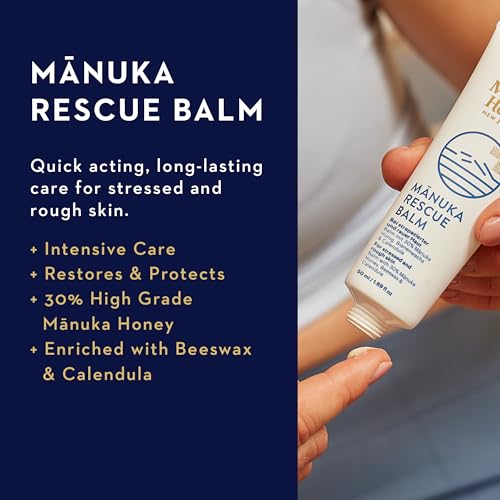 Manuka Health Manuka Rescue Balm - Medical Grade Manuka Honey Wound Care with Aloe, Beeswax & Calendula ? Fast Acting, Long Lasting Care for Stressed & Rough Skin, 1.69oz?