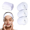 Extra Long Terry Cloth Spa Headband - 3-Pack, Adjustable Fit