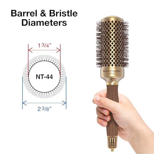 Olivia Garden NanoThermic 50th Anniversary Ceramic + Ion Round Thermal Hair Brush - Not Electrical - Professional Blowout Brush for Normal to Thick Hair
