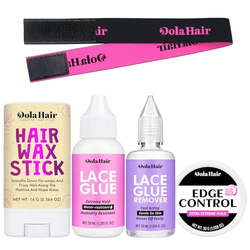Dolahair Lace Wig Glue Kit 5pcs - Waterproof Adhesive & Remover for Lace Front Wigs