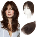 TESS Real Human Hair Bangs Toppers for Women - Clip-In, 10" Dark Brown