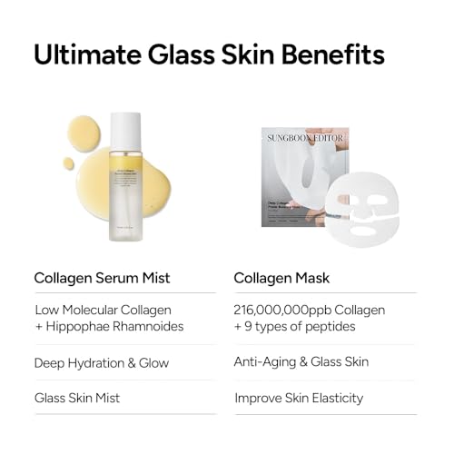 Wrinkle Free Mist DUO: Deep Collagen Power Boosting Mask Sheets (4ea) & Deep Collagen Barrier Serum Mist, Hydrating Gift Set for Women & Moms, Korean Skincare