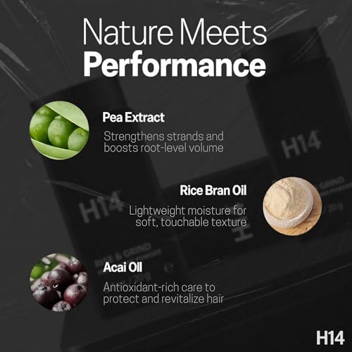 H14 Rise & Grind Hair Powder for Men – Volumizing Matte Finish, 0.71 oz