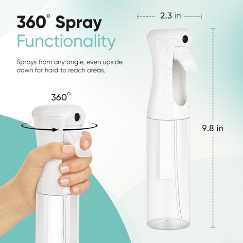 Aquableu Spray Bottle for Hair ? 10-Pack Continuous Mist Spray Bottle for Hair Care, Styling, Cleaning, Plants, Pets & Essential Oils (Clear, 10oz)