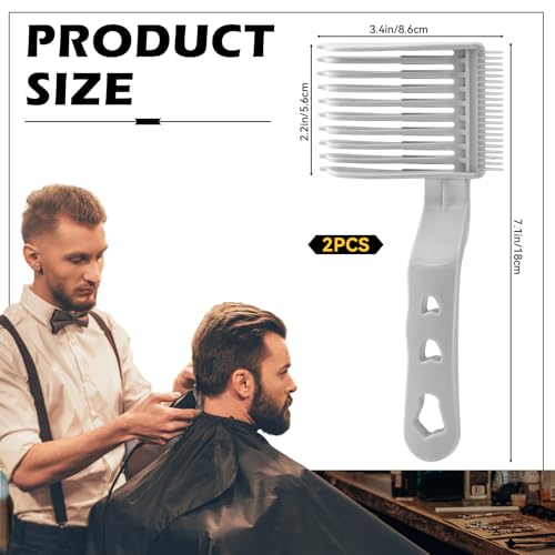 Fade Comb Professional Voluminous Wide-Tooth Texture Hair Styling Comb Set, Perfect Blending Comb Haircut Hair Tools for Home, Salon or Professional Use (2 Pack - Grey)