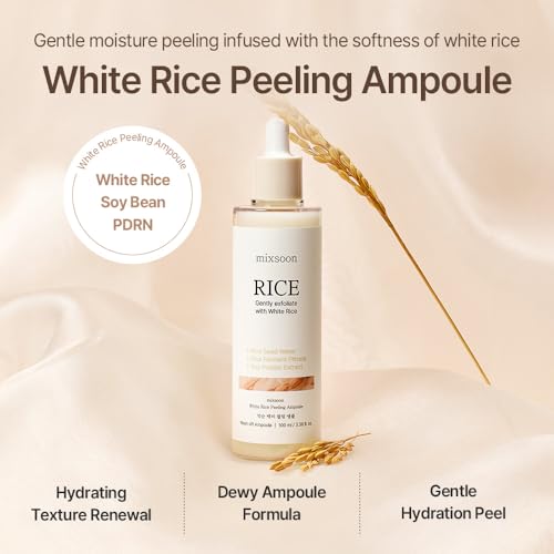 mixsoon Black & White Rice Peeling Ampoule Duo bundles - Gentle Exfoliating Dead Skin Cells Remover for Radiant skin 100ml / 3.38 fl.oz. Korean Glass Skin Care