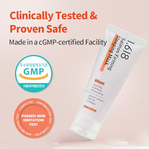 1.618 Salmon Firming Sleeping Mask 3.53oz - Korean Overnight Moisturizer Face Cream with Peptide, Vit-P, Beta Glucan, Centella Asiatica, Ceramide NP, Niacinamide, Adenosine, Trehalose