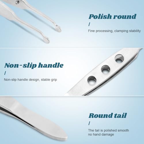 JIANWEI Meibomian Gland Expressor, Eyelid Gland Blockage Unblocking Physiotherapy Tools, Professional Forceps Stainless Steel Eyelid Massage Tweezers for Dry Eyes (Round Tip)