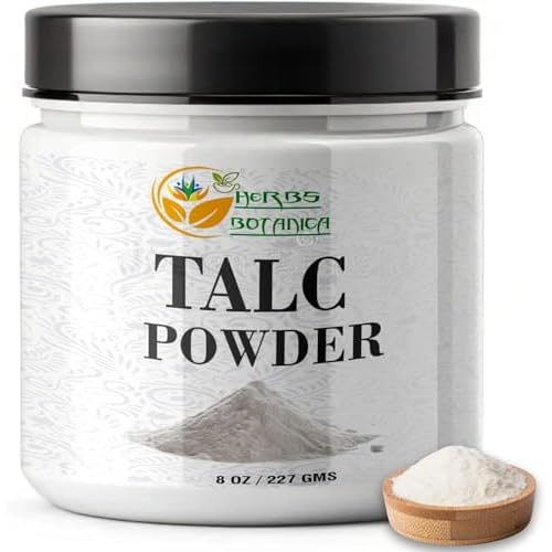 Herbs Botanica Talcum Powder for Women & Men 8 oz Fine Talc Powder, Ideal for Body Freshness, DIY Cosmetics, Personal Care, and Craft Use Smooth Texture & Unscented Formula