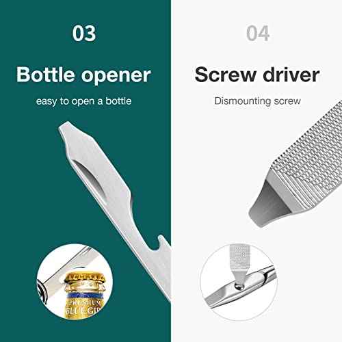 MR.GREEN Multifunctional Nail Clippers Stainless Steel Six Functions Nail Cutter Nail Files Small Knife Scissors (Small)