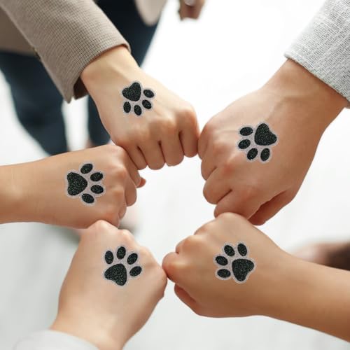 Blulu Glitter Paw Print Temporary Tattoos 25 Sheets 200 Pcs