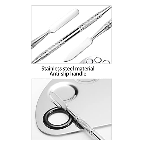 Makeup Palette, Makeup Mixing Palette, Color Mixing Tool, Artist Palette, Stainless Steel Makeup Palette For Makeup, Foundation, Nail Art, Loose Powder, Eye Shadow, Blush, Lip Gloss (2PCS)