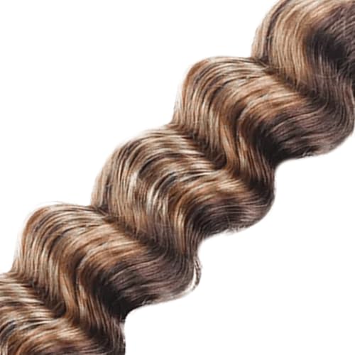 P4613 Deep Wave Human Hair Bundle 32" Ombre Brown Blonde