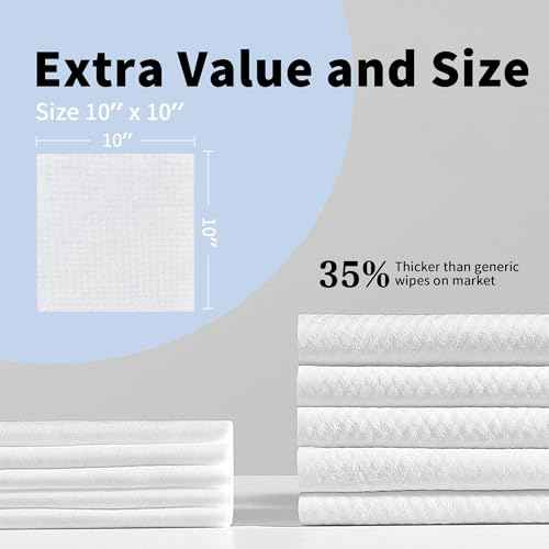 Disposable Face Towels, Ultra Soft Biodegradable Dry Wipes, 10x10'' 50 Count Large Towelettes for Cleansing, Makeup Remover, Skincare, Sensitive Skin, Nursing, Travel