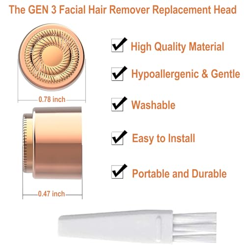 6 Pcs Replacement Heads for Flawless Gen 3 Facial Hair Remover - Hypoallergenic & Precise