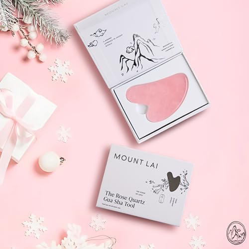 Mount Lai Rose Quartz Gua Sha Facial Tool ? The Stone of Graceful Radiance ? 100% Genuine Rose Quartz Stone Face Sculpting Tool for Lymphatic Drainage, Puffiness Reduction & Graceful Beauty