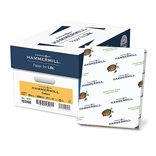 Hammermill Colored Paper, 20 lb Goldenrod Printer Paper, 8.5 x 11-10 Ream (5,000 Sheets) - Made in the USA, Pastel Paper, 103168C