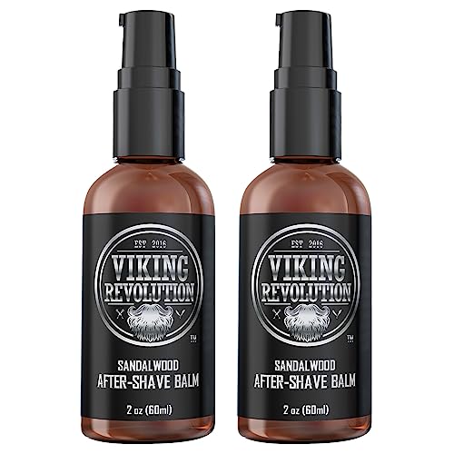 Viking Revolution Luxury After-Shave Balm for Men - Soothes and Moisturizes Face After Shaving - Eliminates Razor Burn for A Silky Smooth Finish - Sandalwood Scent (Pack of 2)