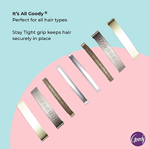 Goody Stay Tight Hair Barrettes - 8 Pack Metallic Clips