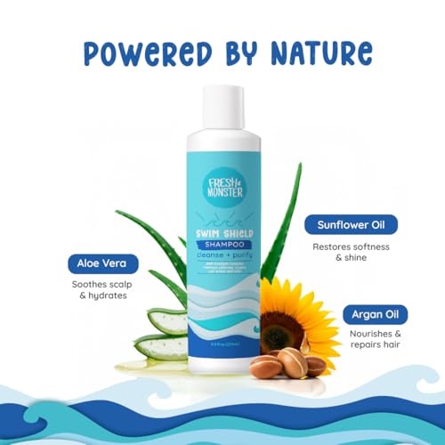 Fresh Monster Swim Shampoo for Kids ? Clarifying Shampoo for Chlorine & Salt Water Removal ? Tear-Free, Sulfate-Free, Gentle Post-Swim Hair Wash for Swimmers, 8.5 oz