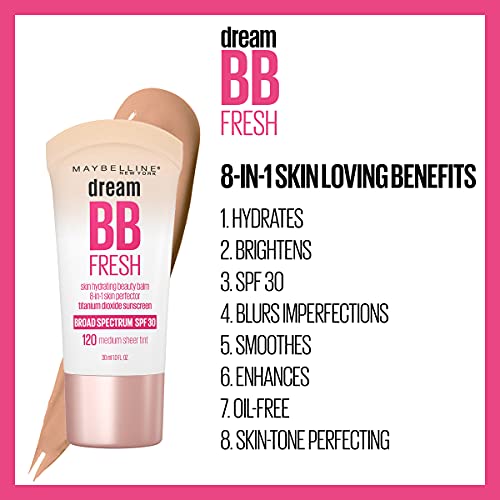Maybelline Dream Fresh Skin Hydrating BB Cream 8-in-1 SPF 30 Sheer Light/Medium 1 Fl Oz