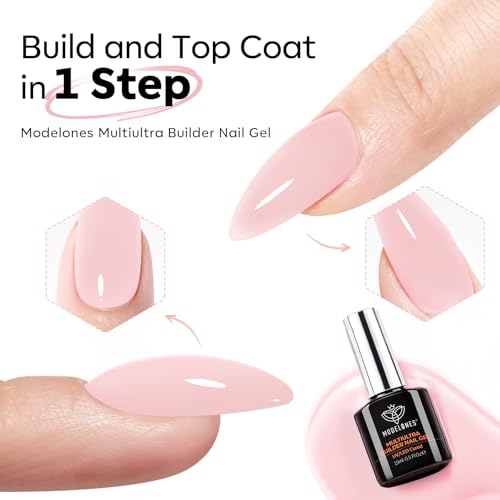 Modelones Builder Nail Gel No Top Coat Needed Nude Gel for Long-Lasting Nails