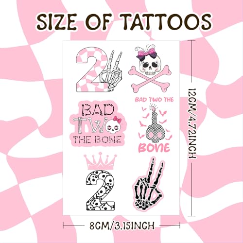 Bad to the Bone Temporary Tattoos for Kids - 16 Sheets