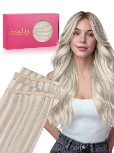 WENNALIFE 20" Tape In Weft Hair Extensions - Ash Blonde & Platinum
