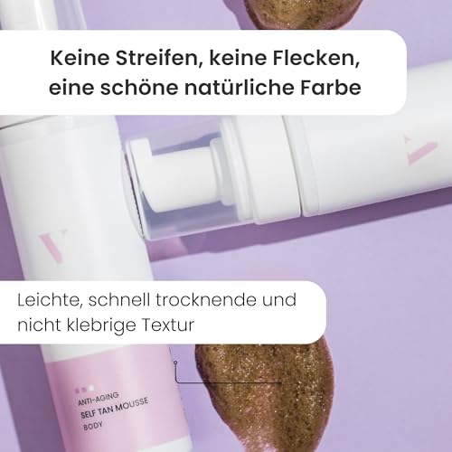 Anti-Ageing Self Tan Mousse (200 ml) - Self Tanning for the Body with Anti-Ageing Complex, Quick Drying and Non-Sticky Texture