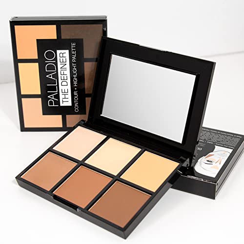 Palladio Definer Contour & Highlight Palette — 6-SHade Matte-Satin Powder