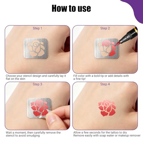 Joyeee 15-Color Temporary Tattoo Markers with 162 Stencils