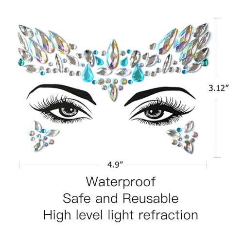 Mermaid Face Gems - 10 Sets Festival Rhinestone Stickers