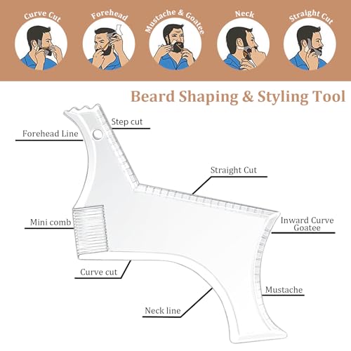 DUAIU 12-Piece Men's Beard Grooming Kit with Pencils, Shaping Tools & Brushes