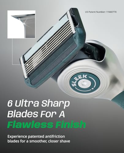 DORCO SLEEK 6-Blade Men's Razor with Handle & 2 Cartridges - Close Shave