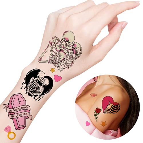 192 Piece Bride or Die Temporary Tattoos - 16 Sheet Bachelorette Party Favors
